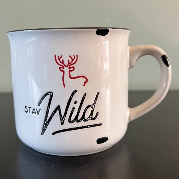 OUTDOORS GO OUT & EXPLORE Ceramic Campfire Cup Mug  STAY WILD ~ Deer & Bear - Picture 2 of 4